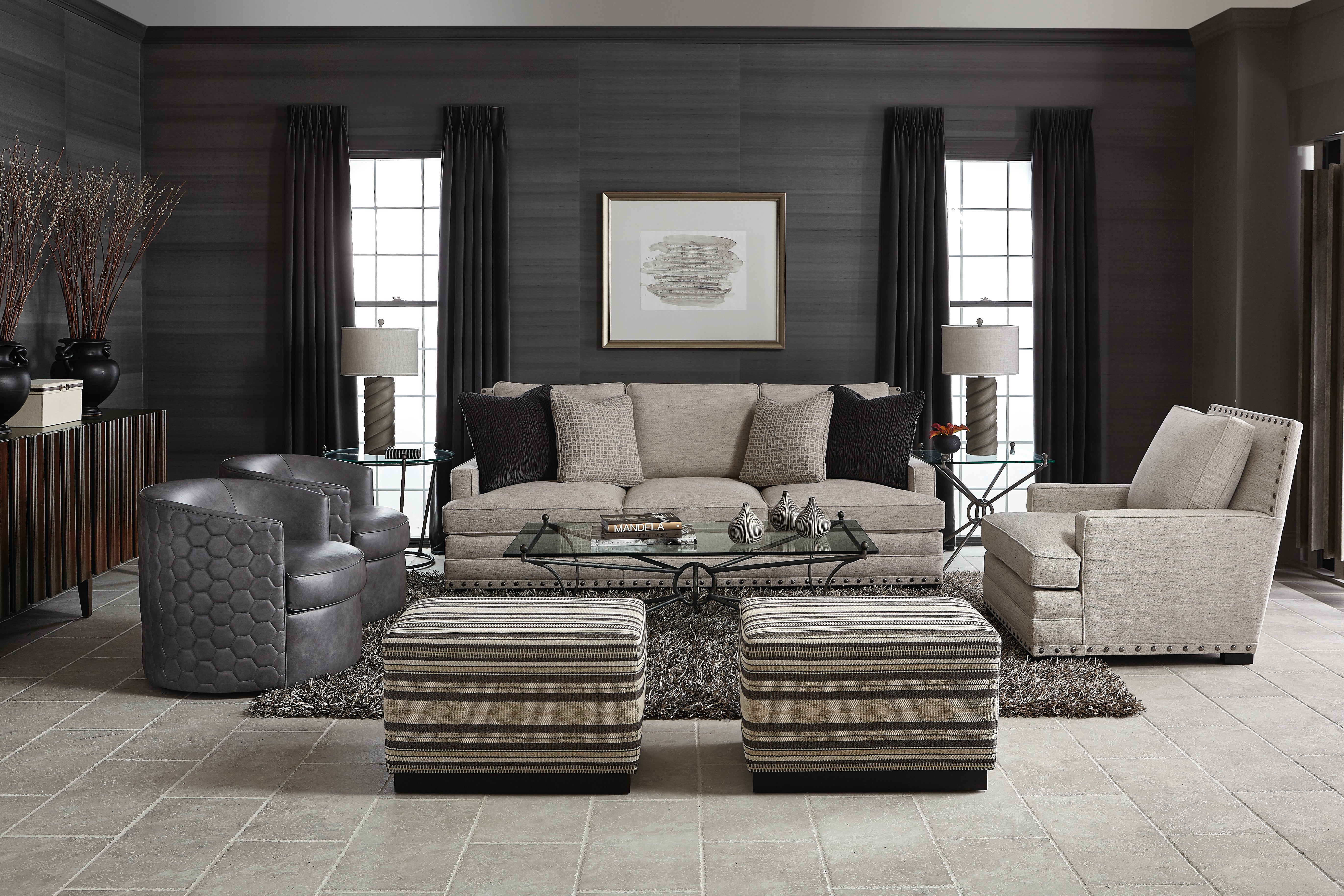 Merino Fabric Cocktail Ottoman